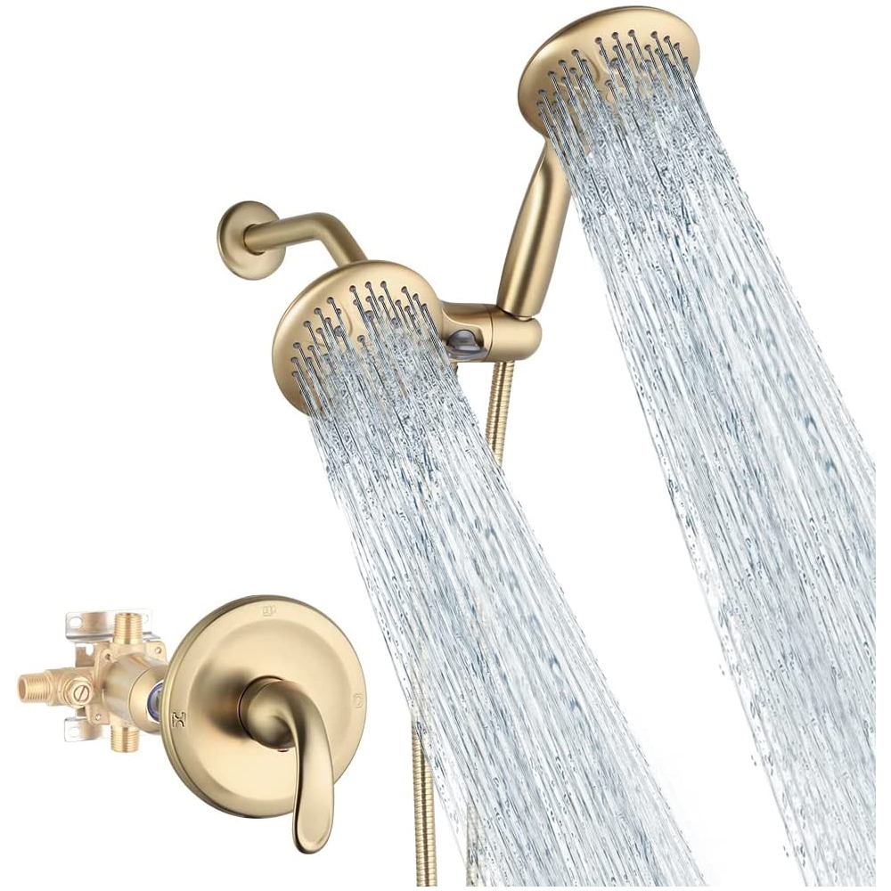 Set de grifo de ducha de baño dorado cepillado dual 2 en 1